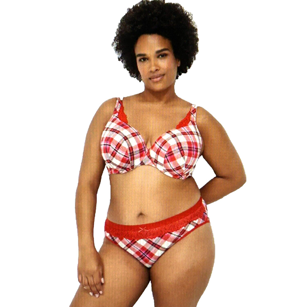 NWT Lane Bryant White And Red Plaid Hipster Stretch Panties in Size XL 14 16